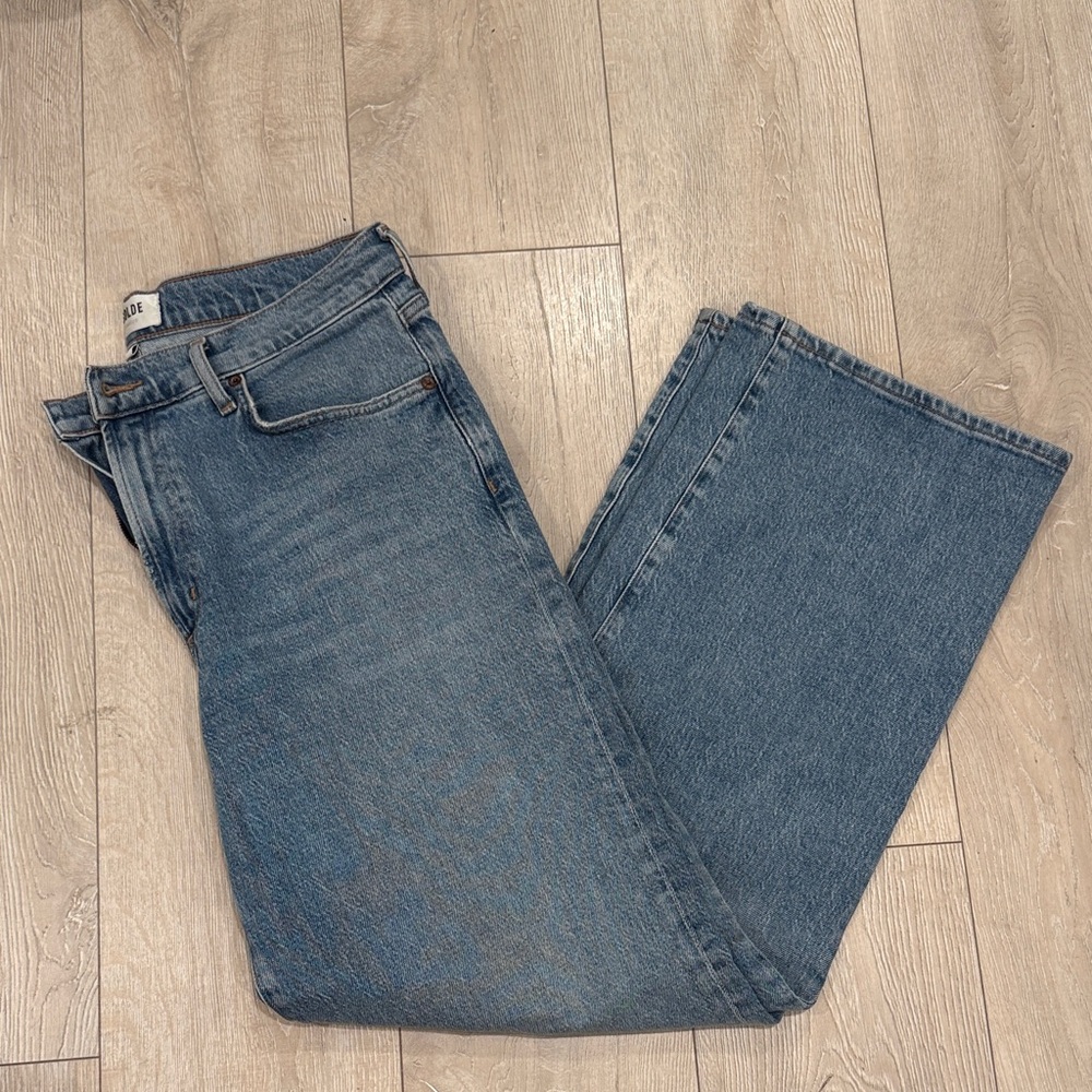 Agolde Light Blue Straight Leg Jeans - Picture 3 of 7